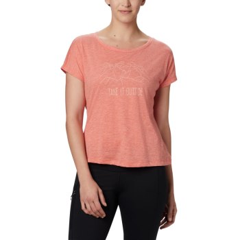 Columbia High Dune Short Sleeve, Camiseta Rojos Para Mujer | 471029-JPU